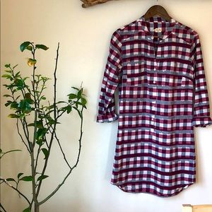 Cotton & Linen Plaid Shirt Dress